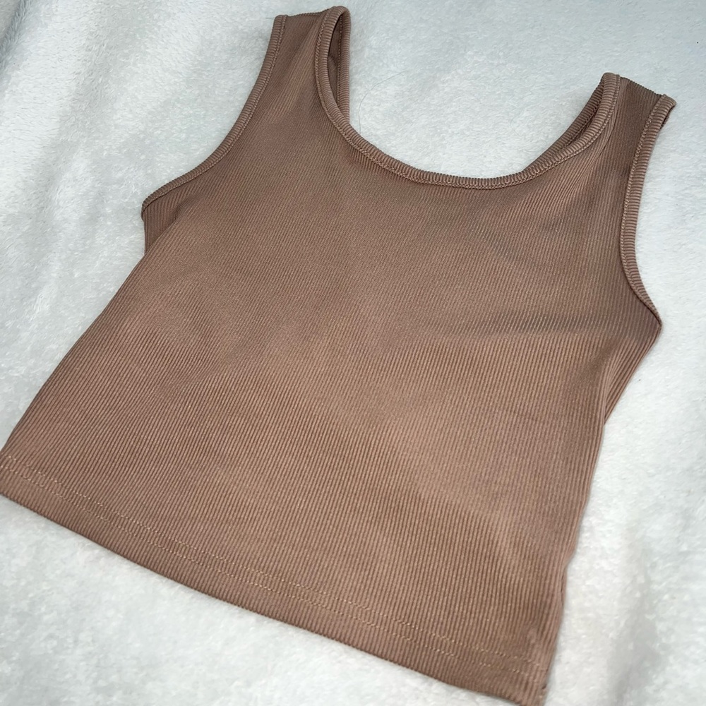 Shein Beige Criss-Cross Back Top